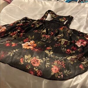 Floral Sheer Black Tank Top